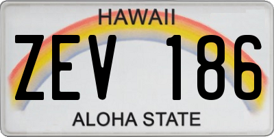 HI license plate ZEV186