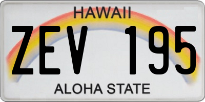 HI license plate ZEV195