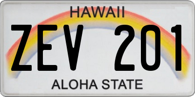 HI license plate ZEV201