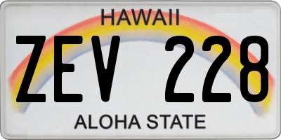 HI license plate ZEV228