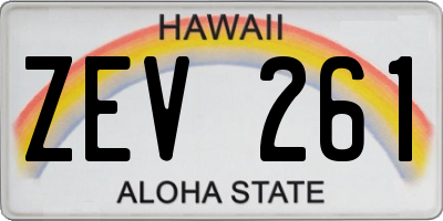 HI license plate ZEV261