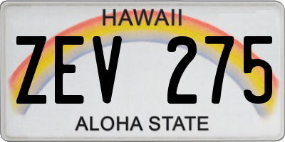 HI license plate ZEV275