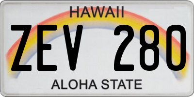 HI license plate ZEV280