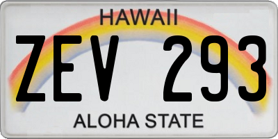 HI license plate ZEV293