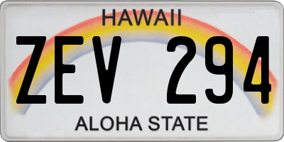 HI license plate ZEV294
