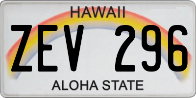 HI license plate ZEV296