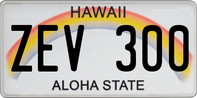 HI license plate ZEV300