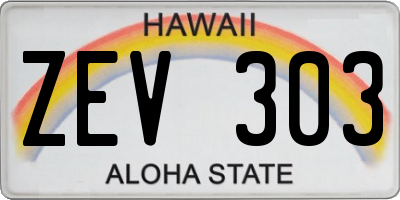 HI license plate ZEV303