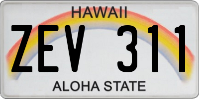 HI license plate ZEV311