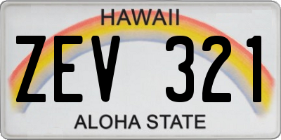 HI license plate ZEV321