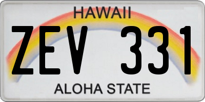 HI license plate ZEV331