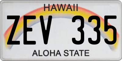 HI license plate ZEV335