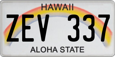 HI license plate ZEV337