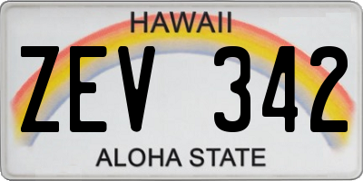 HI license plate ZEV342