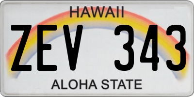 HI license plate ZEV343