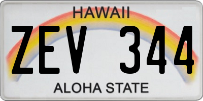 HI license plate ZEV344