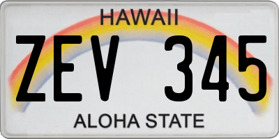 HI license plate ZEV345