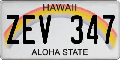 HI license plate ZEV347
