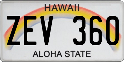 HI license plate ZEV360