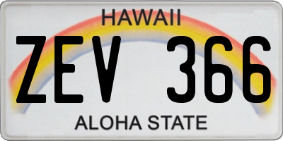 HI license plate ZEV366
