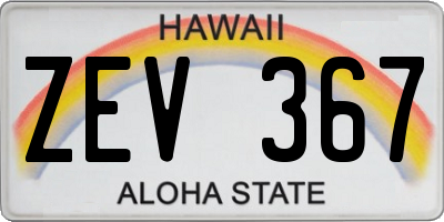 HI license plate ZEV367