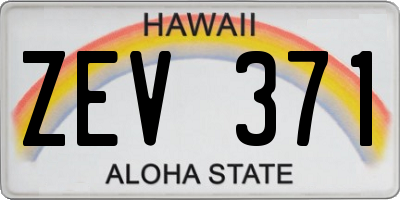 HI license plate ZEV371