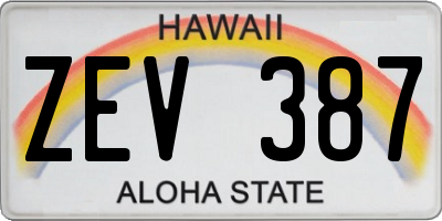 HI license plate ZEV387