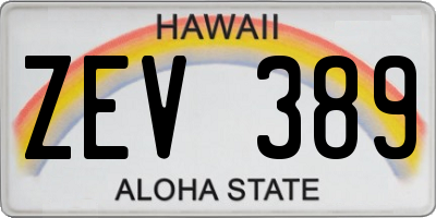 HI license plate ZEV389