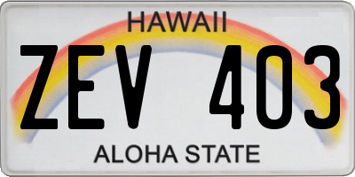 HI license plate ZEV403