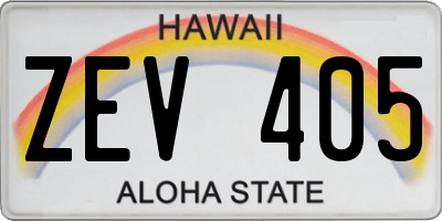HI license plate ZEV405