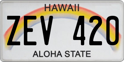 HI license plate ZEV420