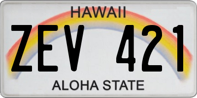 HI license plate ZEV421