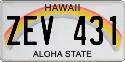 HI license plate ZEV431