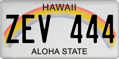 HI license plate ZEV444