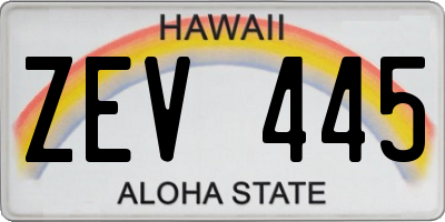 HI license plate ZEV445
