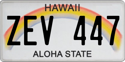 HI license plate ZEV447