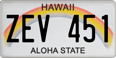HI license plate ZEV451