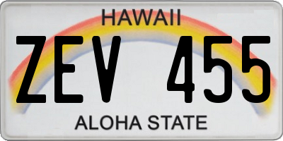 HI license plate ZEV455
