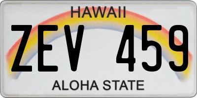 HI license plate ZEV459