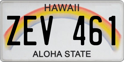 HI license plate ZEV461