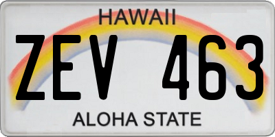 HI license plate ZEV463