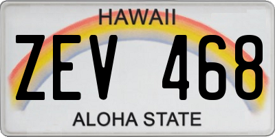 HI license plate ZEV468