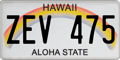 HI license plate ZEV475