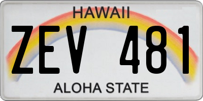HI license plate ZEV481