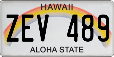 HI license plate ZEV489