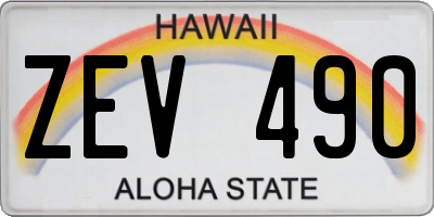 HI license plate ZEV490