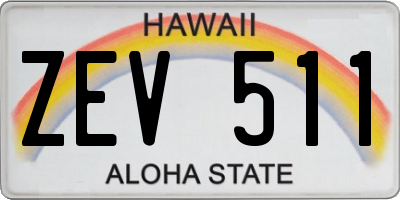 HI license plate ZEV511