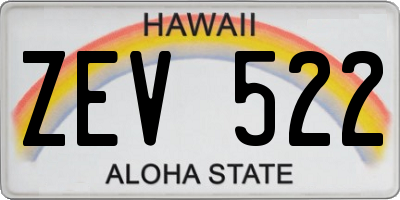 HI license plate ZEV522