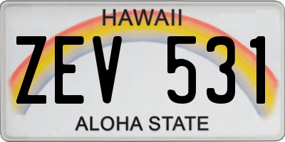 HI license plate ZEV531