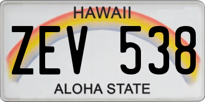 HI license plate ZEV538